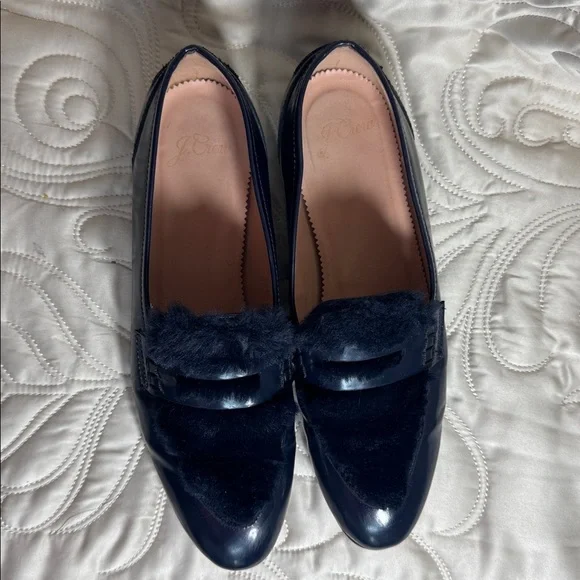 Navy Loafers with Fur Detail - Picture 2 of 5